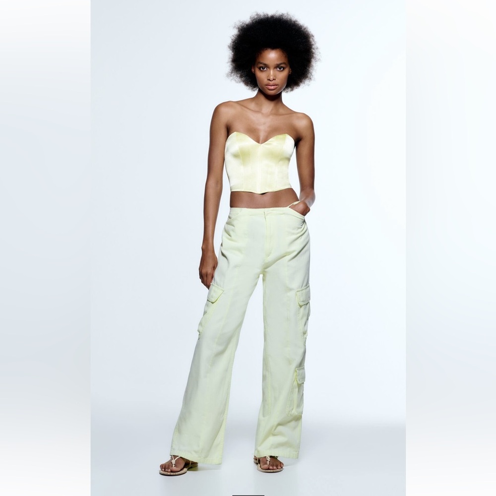 Zara Satin effect corset crop top